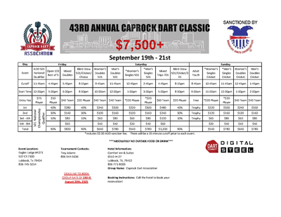 Event Flyer Thumbnail for 43rd Annual Caprock Dart Classic